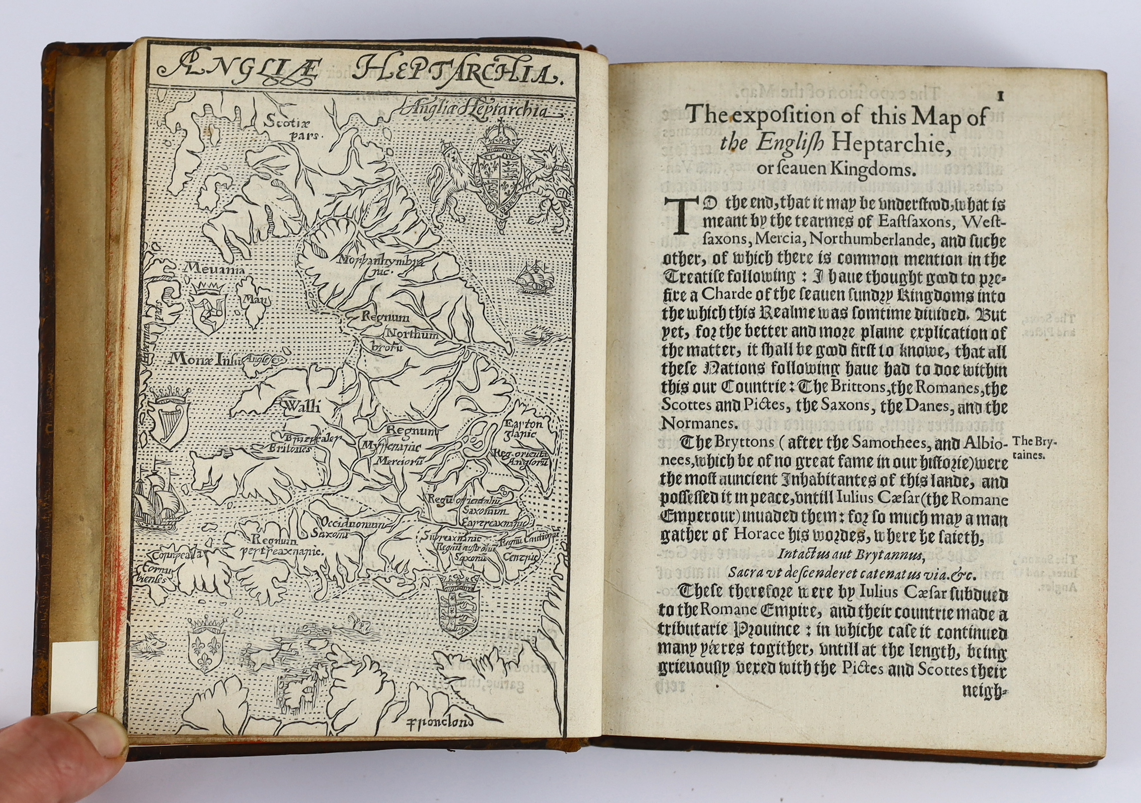 Lambarde, William - A Perambulation of Kent: conteining the description, hystorie, and customes of that shyre ... (second edition) now increased and altered ... title within generously decorated border, heptarchy map, fo